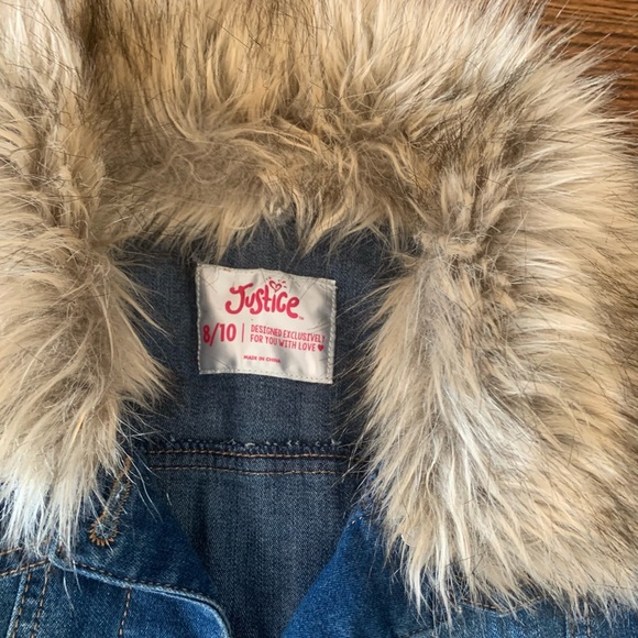 JUSTICE JEAN JACKET WITH FAUX FUR COLLAR - Picture 2 of 6